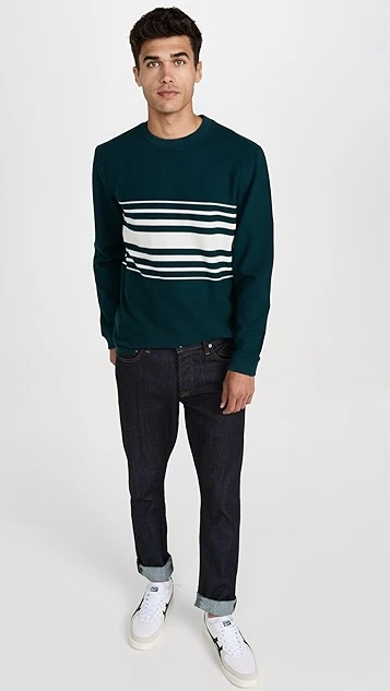 Club Monaco Stripe Pique Crewneck Sweater 4 Club Monaco Stripe Pique Crewneck Sweater - Image 4