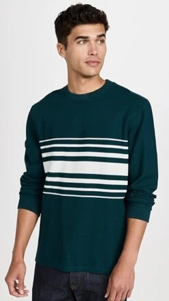 Club Monaco Stripe Pique Crewneck Sweater