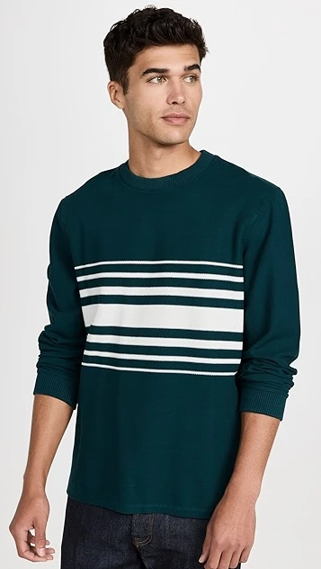 Club Monaco Stripe Pique Crewneck Sweater 1 Club Monaco Stripe Pique Crewneck Sweater