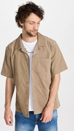 FRAME Light Weight Cord Camp Collar Shirt
