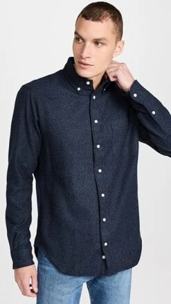 Gitman Vintage Navy Cotton Tweed