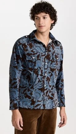 House Of Aama Paisley Corduroy Button Up Shirt