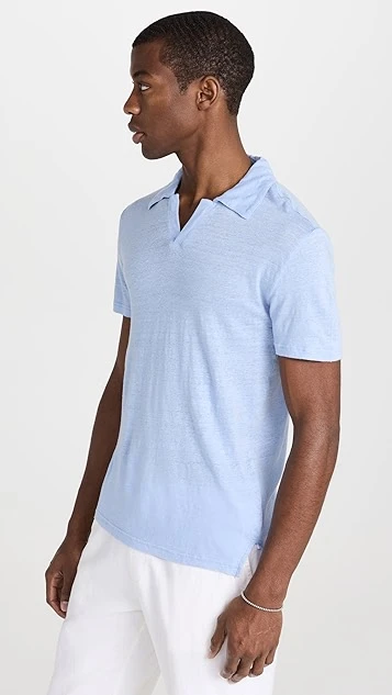 Officine Generale Simon Piece Dyed French Linen Polo 3 Officine Generale Simon Piece Dyed French Linen Polo - Image 3
