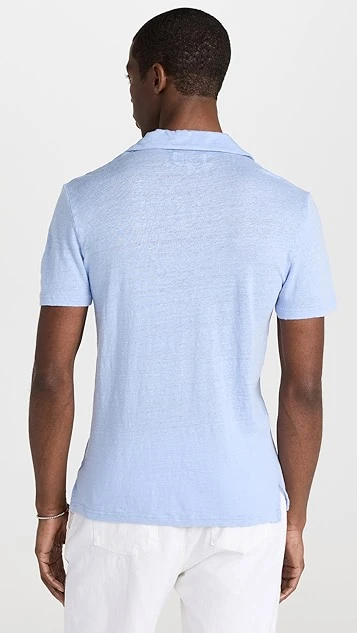 Officine Generale Simon Piece Dyed French Linen Polo 2 Officine Generale Simon Piece Dyed French Linen Polo - Image 2