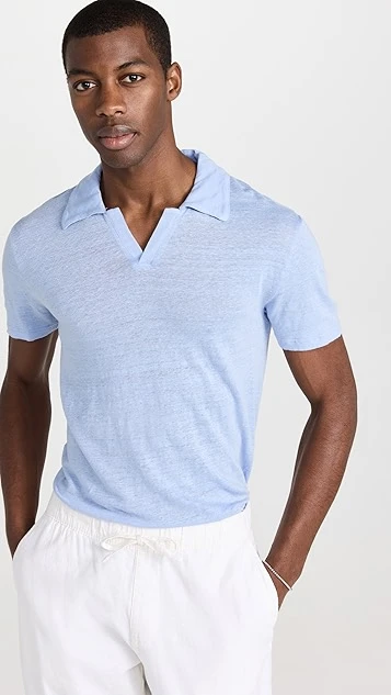 Officine Generale Simon Piece Dyed French Linen Polo 1 Officine Generale Simon Piece Dyed French Linen Polo