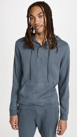 Onia Waffle Half Button Hoodie