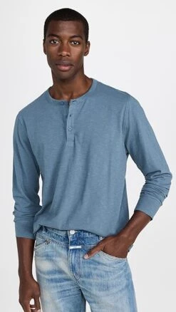 Onia Slub Scallop Long Sleeve Henley