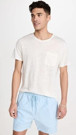 Onia Short Sleeve Linen Pocket T-Shirt