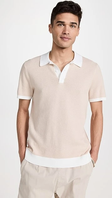 Onia Cotton Textured Knit Polo 1 Onia Cotton Textured Knit Polo