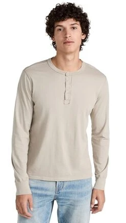 Save Khaki Long Sleeve Supima Henley -Reberio Fashion Store savek3027510700 1666892798121 2 0. UX357 QL90