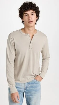 Save Khaki Long Sleeve Supima Henley