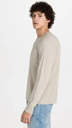 Save Khaki Long Sleeve Supima Henley -Reberio Fashion Store savek3027510700 1666892799149 2 0. UX357 QL90