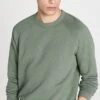 Save Khaki Heather Fleece Reversible Crew Sweater