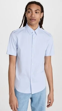 Theory Structured Knit Irving Short Sleeve Shirt -Reberio Fashion Store theor4440224082 1677089145549 2 0. UX357 QL90