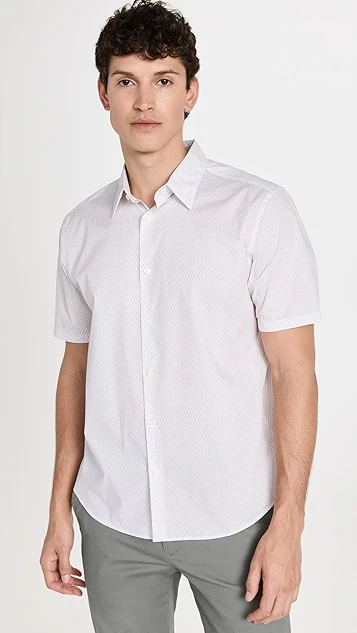 Theory Irving Short Sleeve Shirt Linear Pattern 6 Theory Irving Short Sleeve Shirt Linear Pattern - Image 6