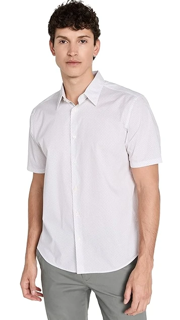 Theory Irving Short Sleeve Shirt Linear Pattern 7 Theory Irving Short Sleeve Shirt Linear Pattern - Image 7